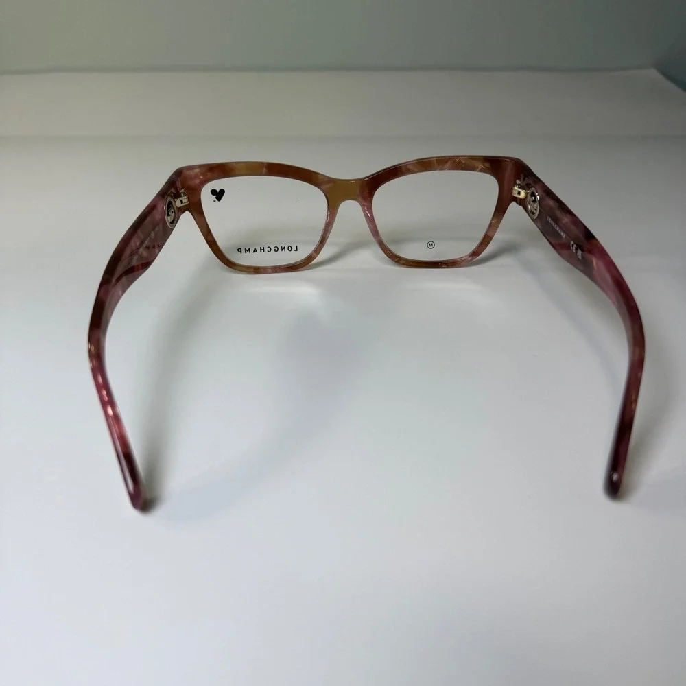 Longchamp LO2743 Square Eyeglasses‎ Marbled Pink Brown Designer Frames 52-17-140